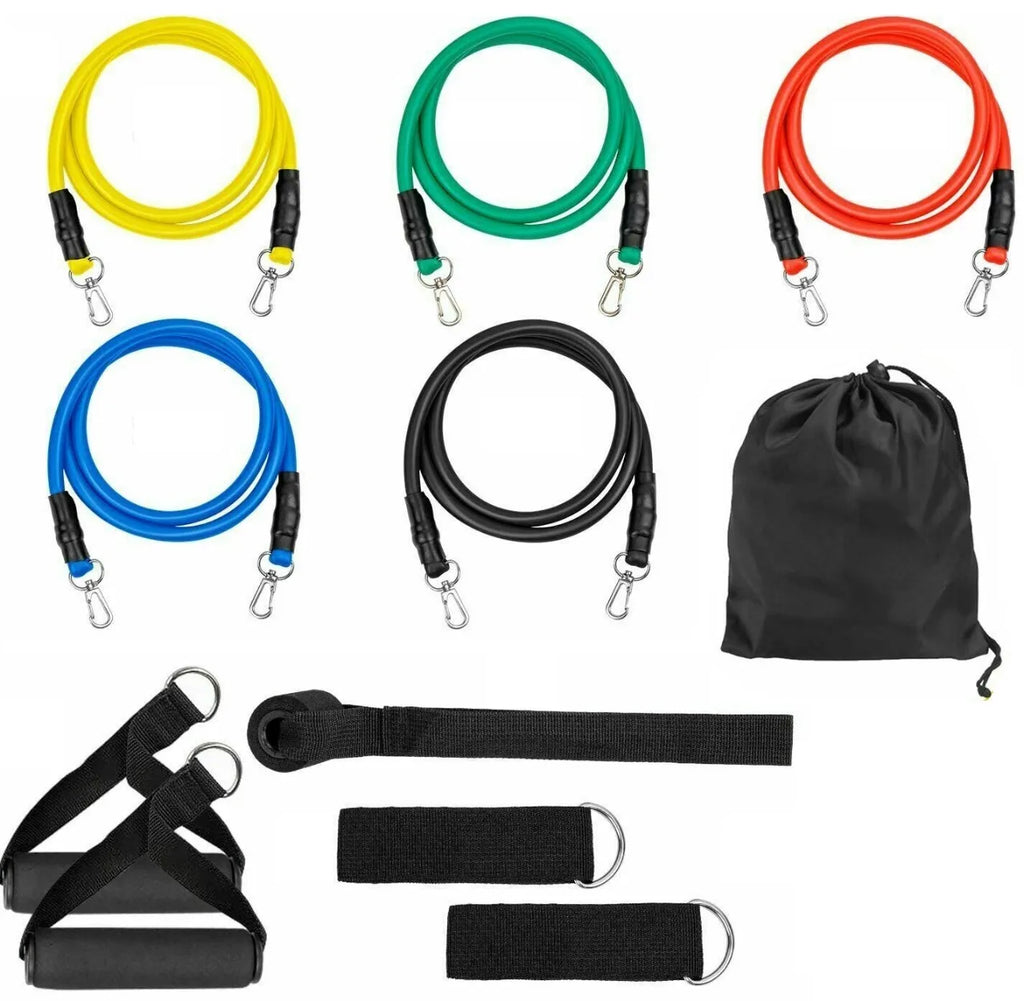11Pcs Fitness Resistance Bands Set Latex Exercise Expander Kit for Training, Yoga, Pilates, Home Gym Workout Elastic Bands with