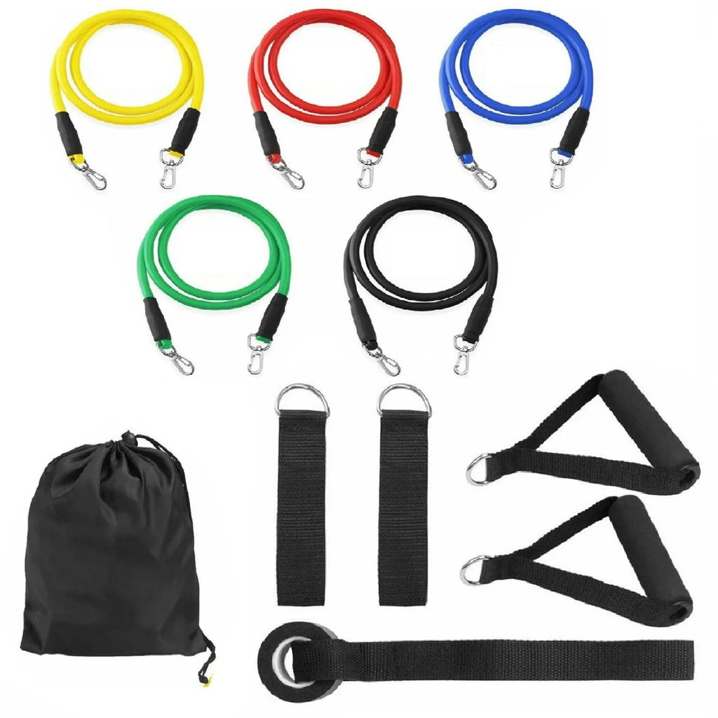 11Pcs Fitness Resistance Bands Set Latex Exercise Expander Kit for Training, Yoga, Pilates, Home Gym Workout Elastic Bands with