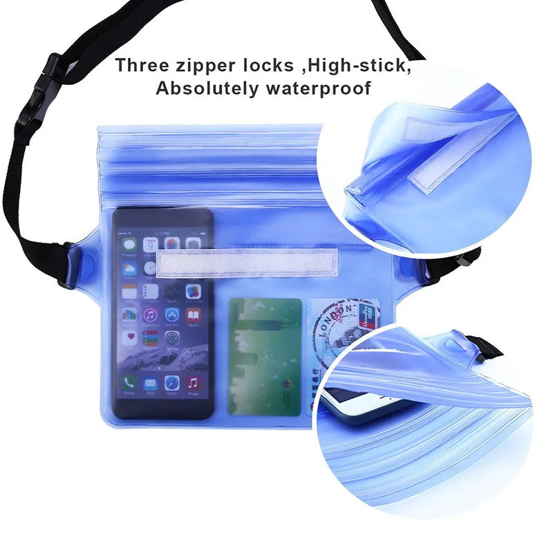 Waterproof Swimming Bag Ski Drift Diving Shoulder Waist Pack Bag Underwater Mobile Phone Bags Case Cover For Beach Boat Sports