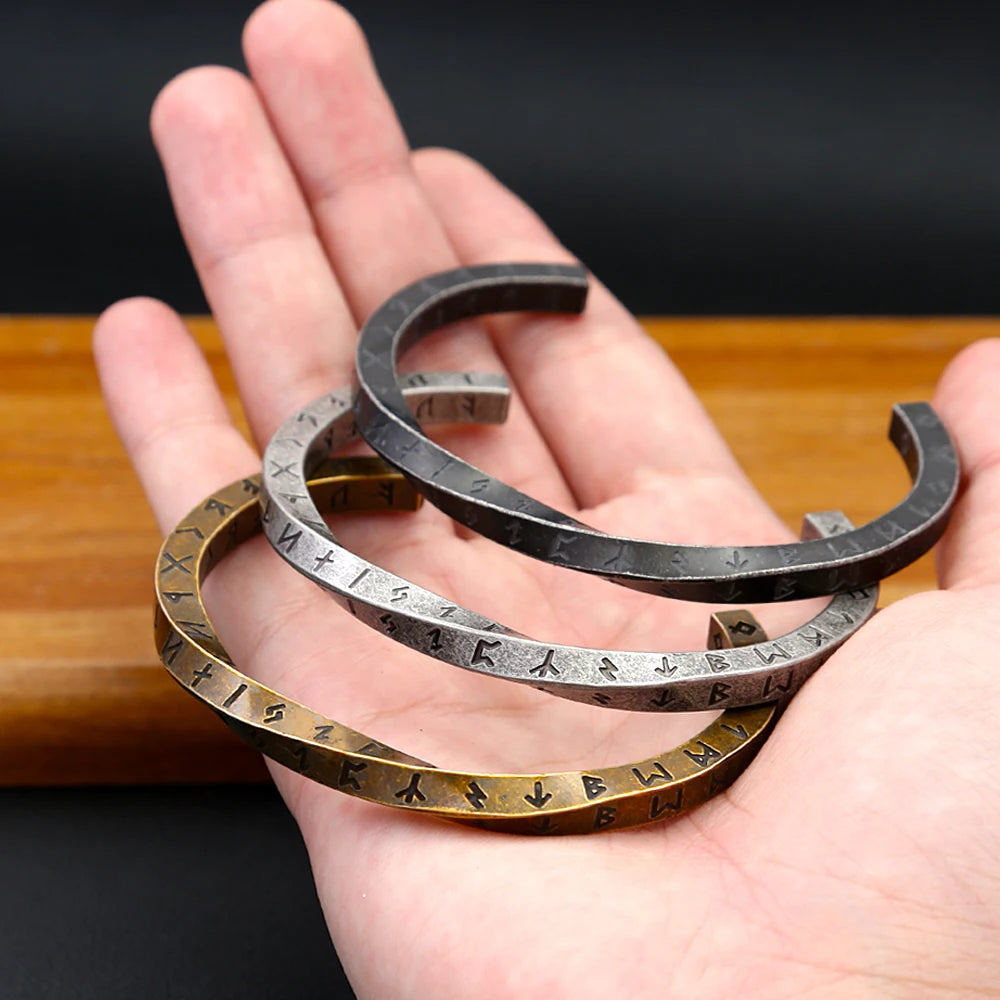 Fashion 316L Stainless Steel Mobius Opening Bracelet Viking Runes Bracelets for Men Women Nordic Pagan Amulet Talisman Jewelry
