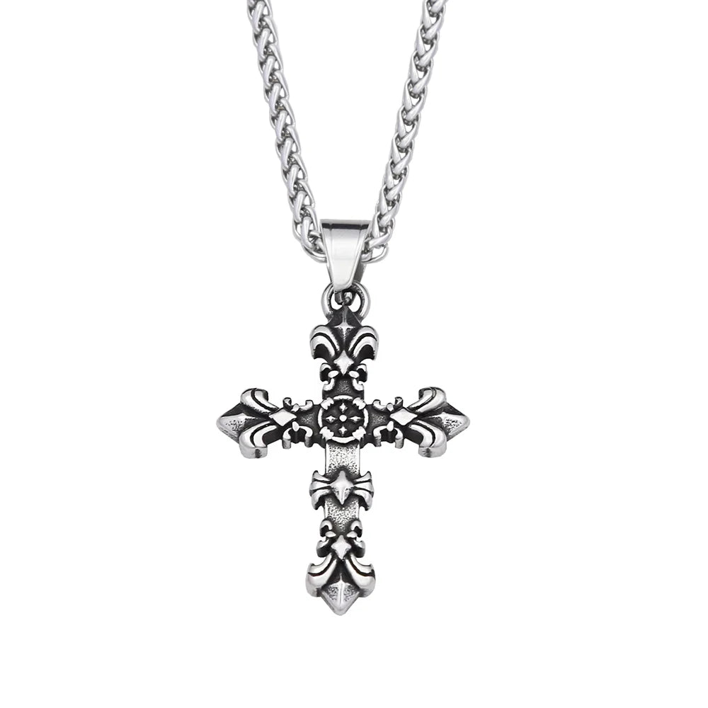 Retro Nordic Viking Cross Neckalse Stainless Steel Punk Amulet Pendants For Men Women Unique Biker Jewelry Gift Dropshipping