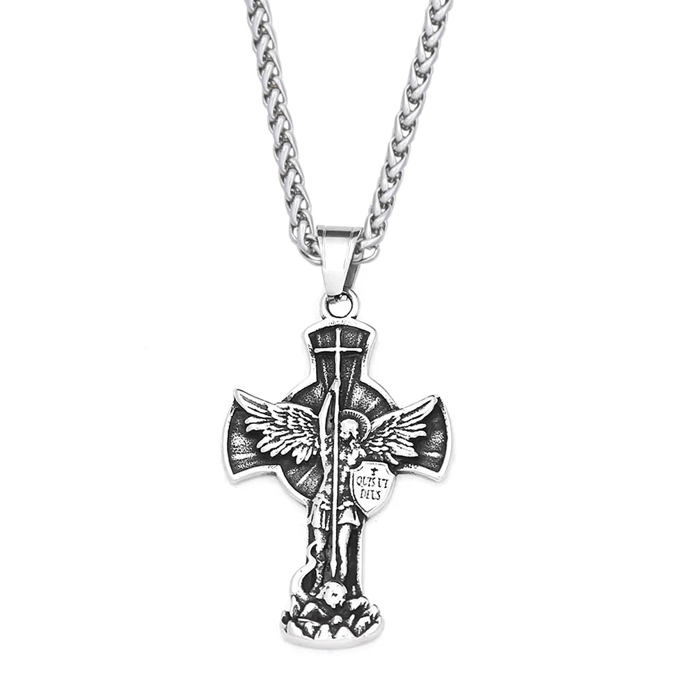Retro Nordic Viking Cross Neckalse Stainless Steel Punk Amulet Pendants For Men Women Unique Biker Jewelry Gift Dropshipping