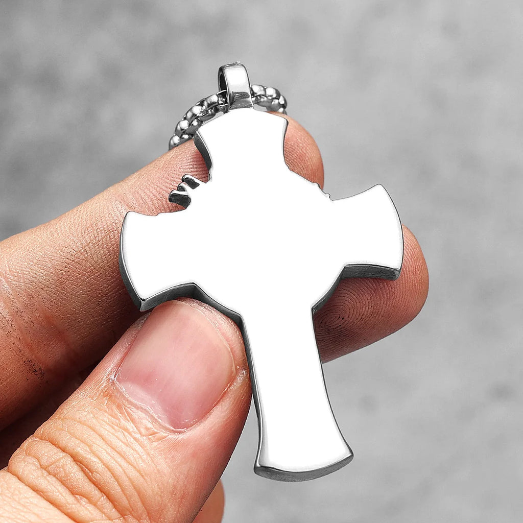 INRI Jesus Cross Religon Amulet Stainless Steel Men Women Necklaces Pendants Chain Punk Trendy Jewelry Creativity Gift Wholesale