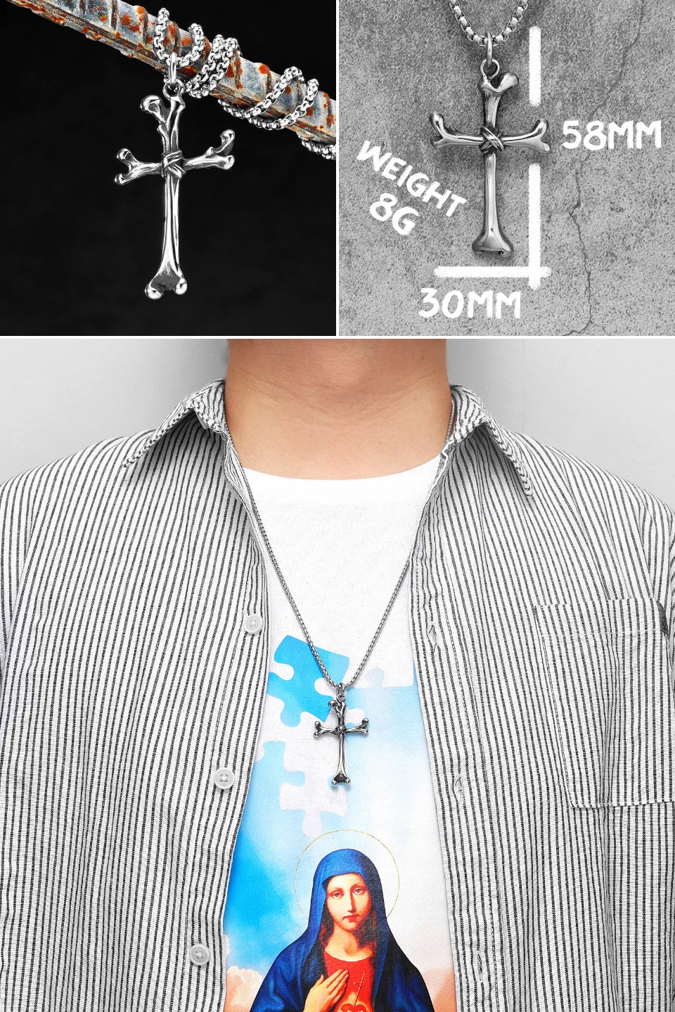 Jesus Skull Cross Series Stainless Steel Men Women Necklaces Pendants Chain Amulet Punk Trendy Jewelry Creativity Gift Wholesale