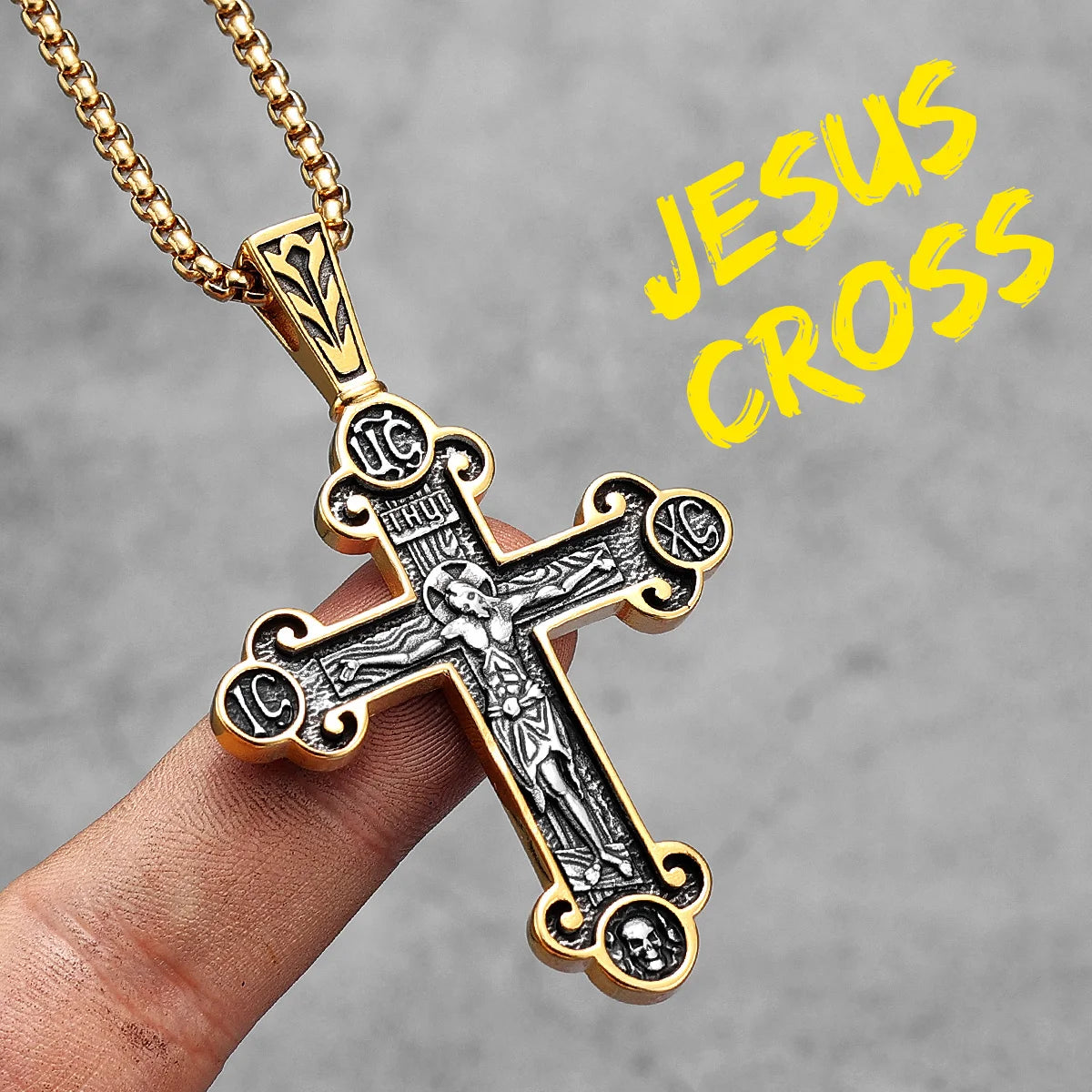 Jesus Skull Cross Series Stainless Steel Men Women Necklaces Pendants Chain Amulet Punk Trendy Jewelry Creativity Gift Wholesale