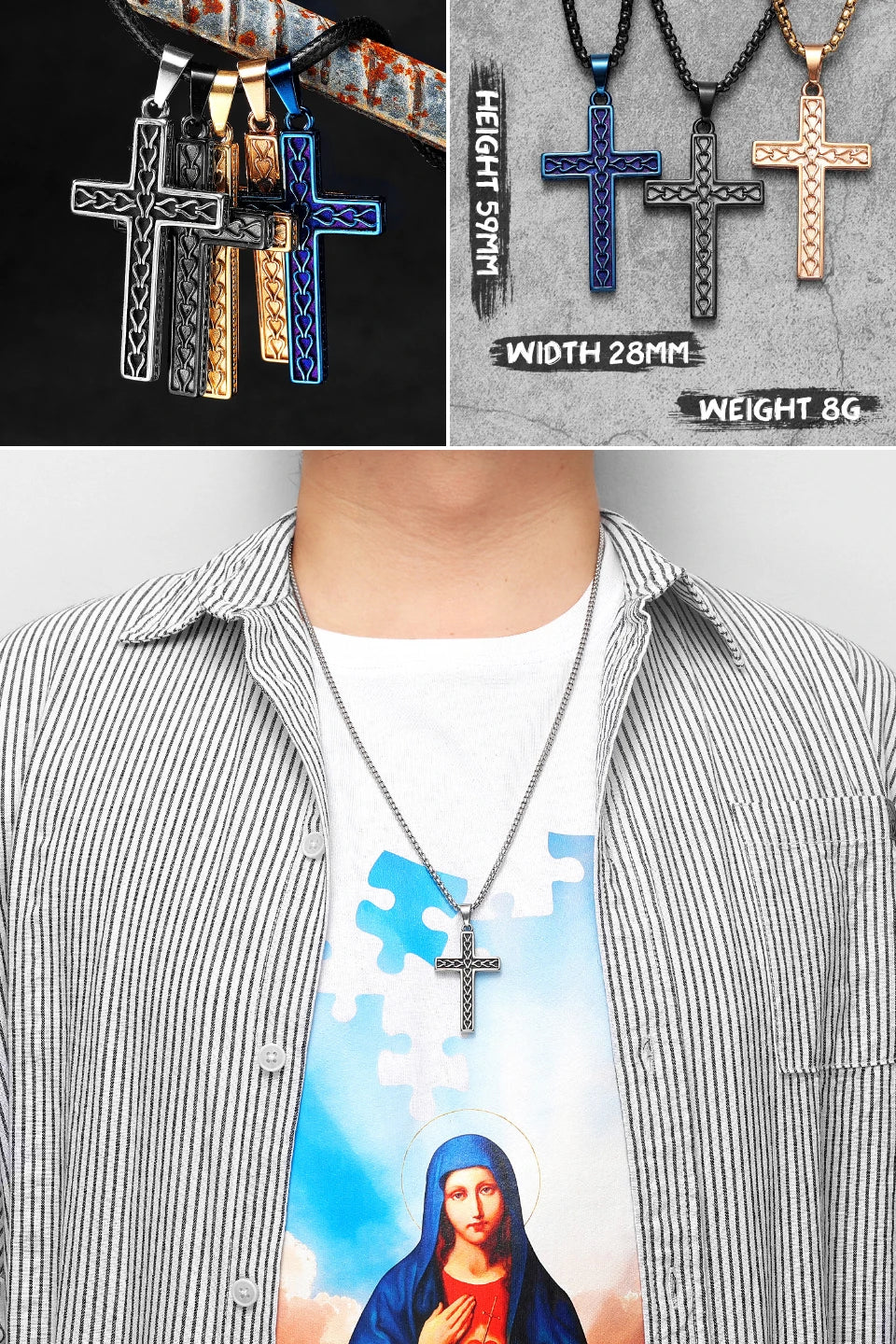 Jesus Skull Cross Series Stainless Steel Men Women Necklaces Pendants Chain Amulet Punk Trendy Jewelry Creativity Gift Wholesale