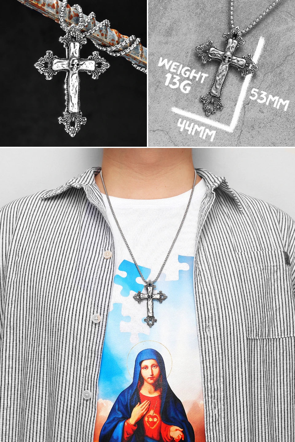 Jesus Skull Cross Series Stainless Steel Men Women Necklaces Pendants Chain Amulet Punk Trendy Jewelry Creativity Gift Wholesale