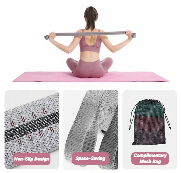 Long Resistance Loop Band Set Unisex Fitness Yoga Elastic Bands Hip Circle Thigh Squat Workout Cloth Legs Butt Exercise