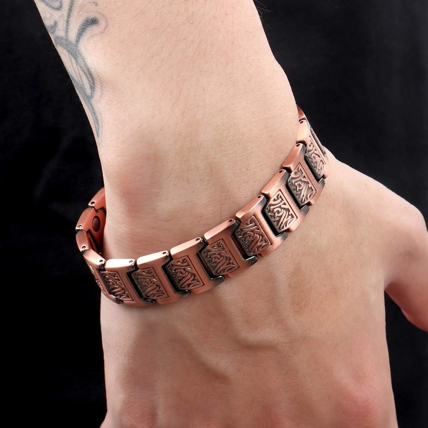 Copper Bracelet for Men 100% Pure Copper Magnetic Link Bracelets Jewelry Gift with Adjustable Sizing Tool