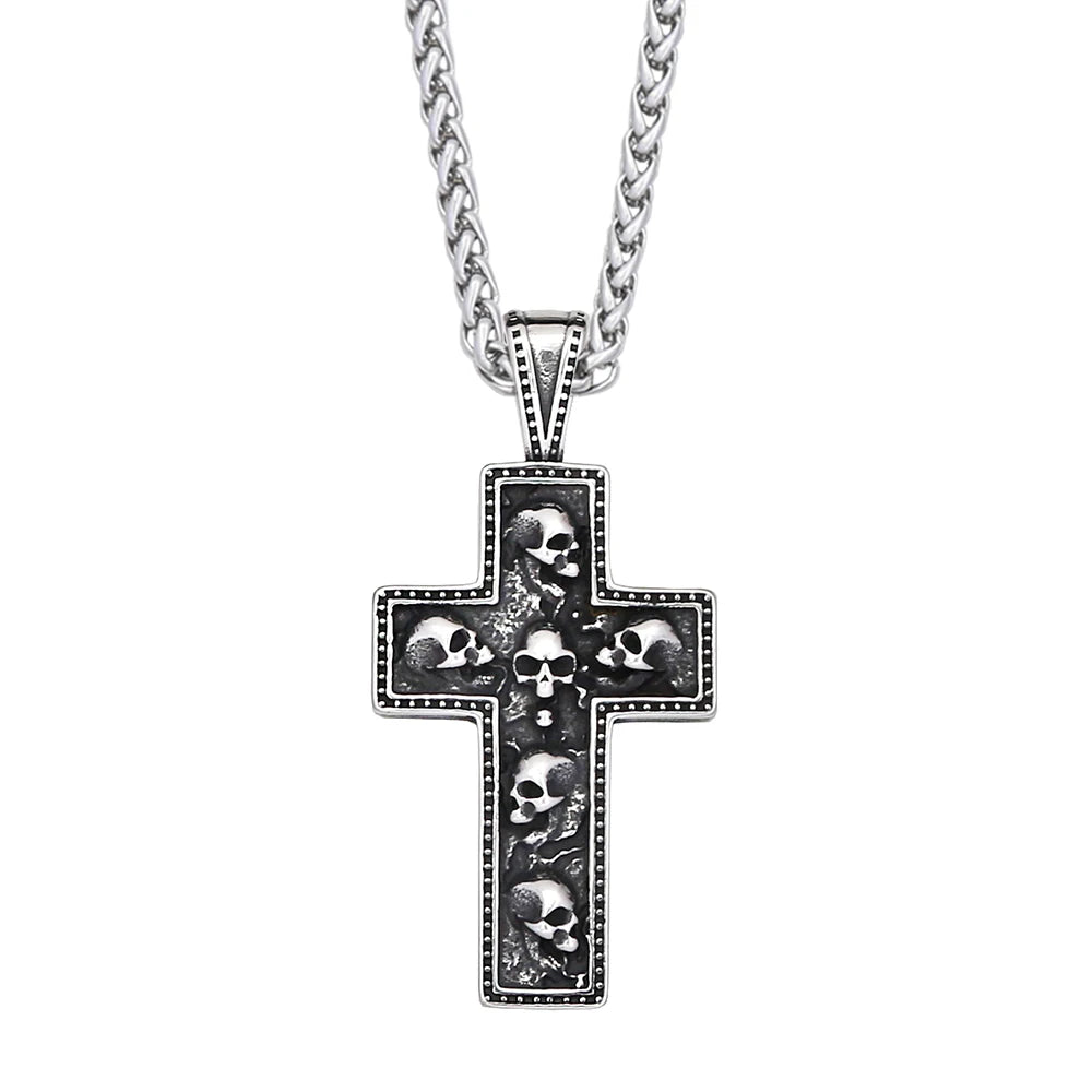 Retro Nordic Viking Cross Neckalse Stainless Steel Punk Amulet Pendants For Men Women Unique Biker Jewelry Gift Dropshipping
