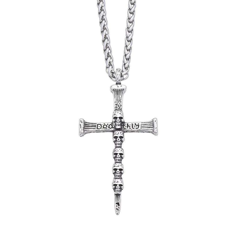 Retro Nordic Viking Cross Neckalse Stainless Steel Punk Amulet Pendants For Men Women Unique Biker Jewelry Gift Dropshipping
