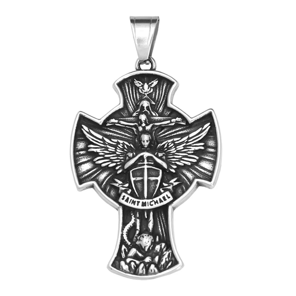 Retro Nordic Viking Cross Neckalse Stainless Steel Punk Amulet Pendants For Men Women Unique Biker Jewelry Gift Dropshipping