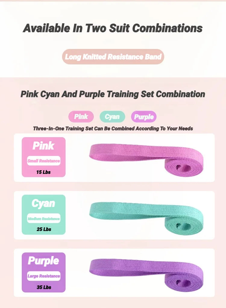 Long Resistance Loop Band Set Unisex Fitness Yoga Elastic Bands Hip Circle Thigh Squat Workout Cloth Legs Butt Exercise