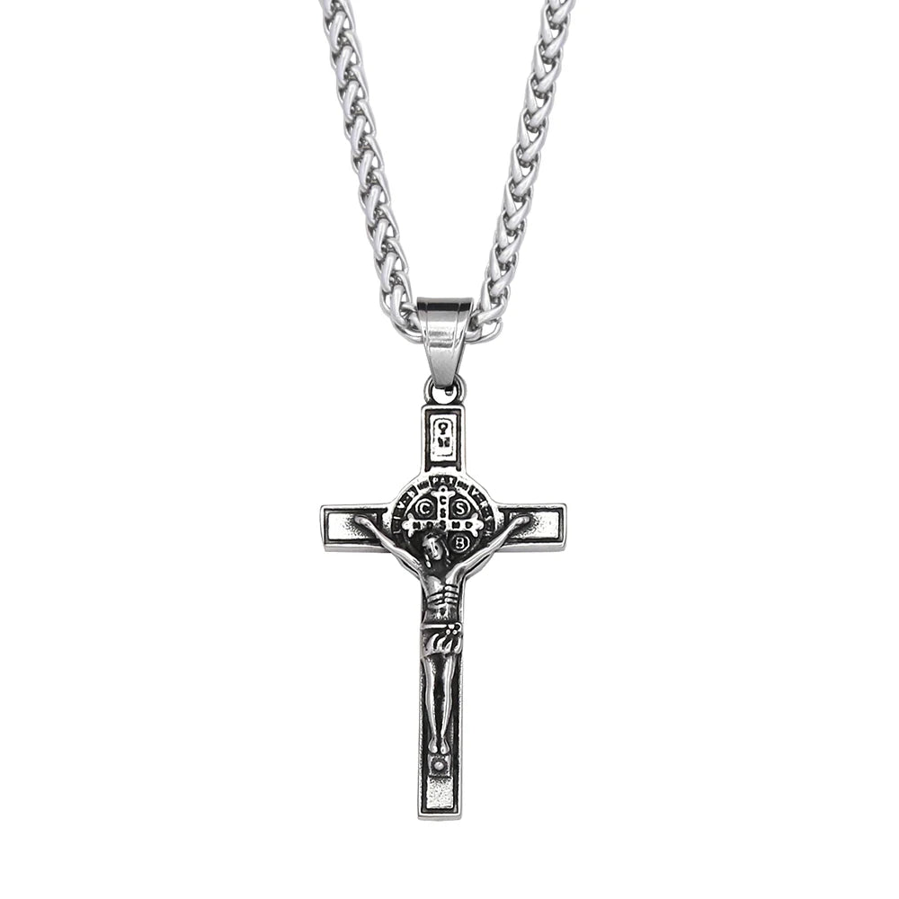 Retro Nordic Viking Cross Neckalse Stainless Steel Punk Amulet Pendants For Men Women Unique Biker Jewelry Gift Dropshipping