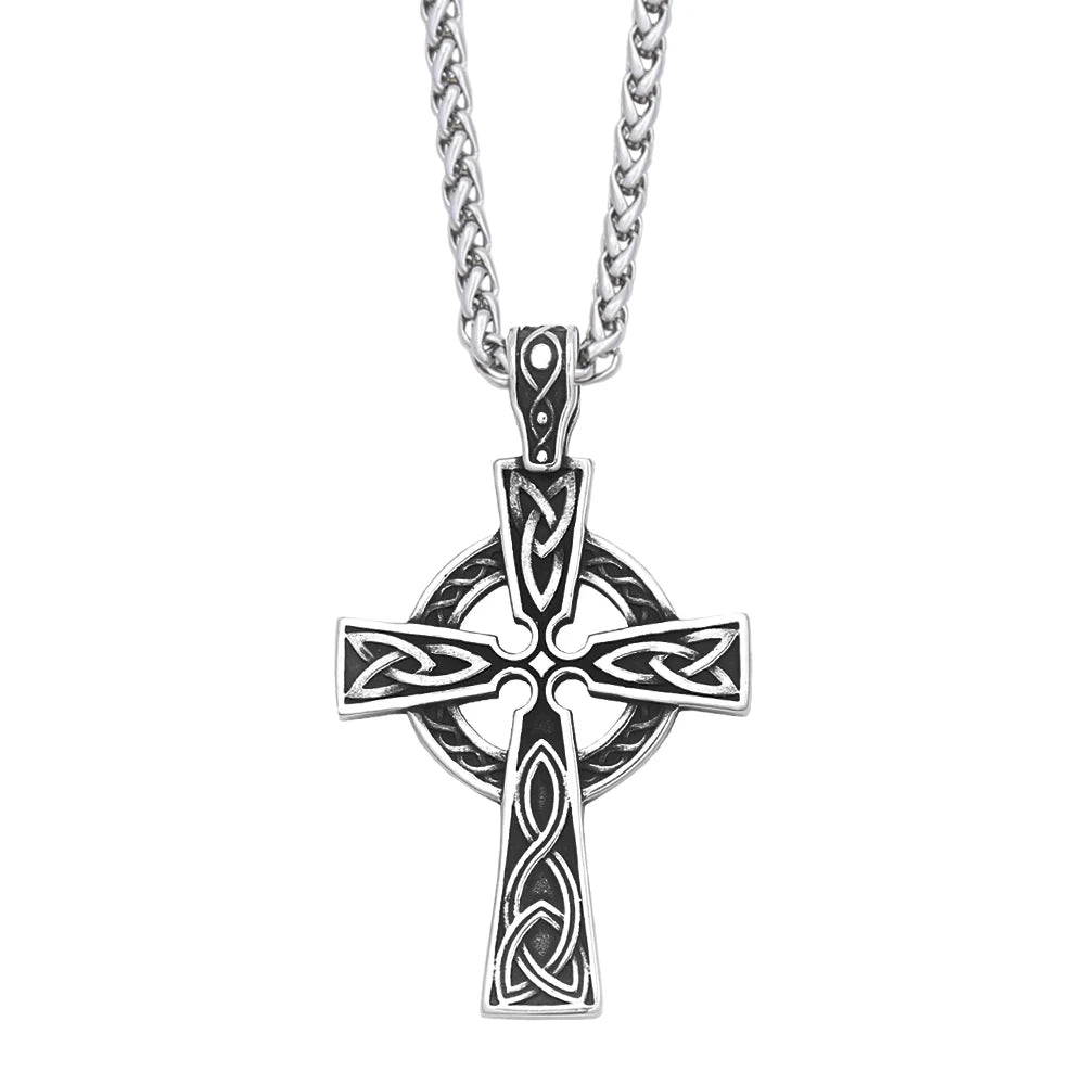 Retro Nordic Viking Cross Neckalse Stainless Steel Punk Amulet Pendants For Men Women Unique Biker Jewelry Gift Dropshipping