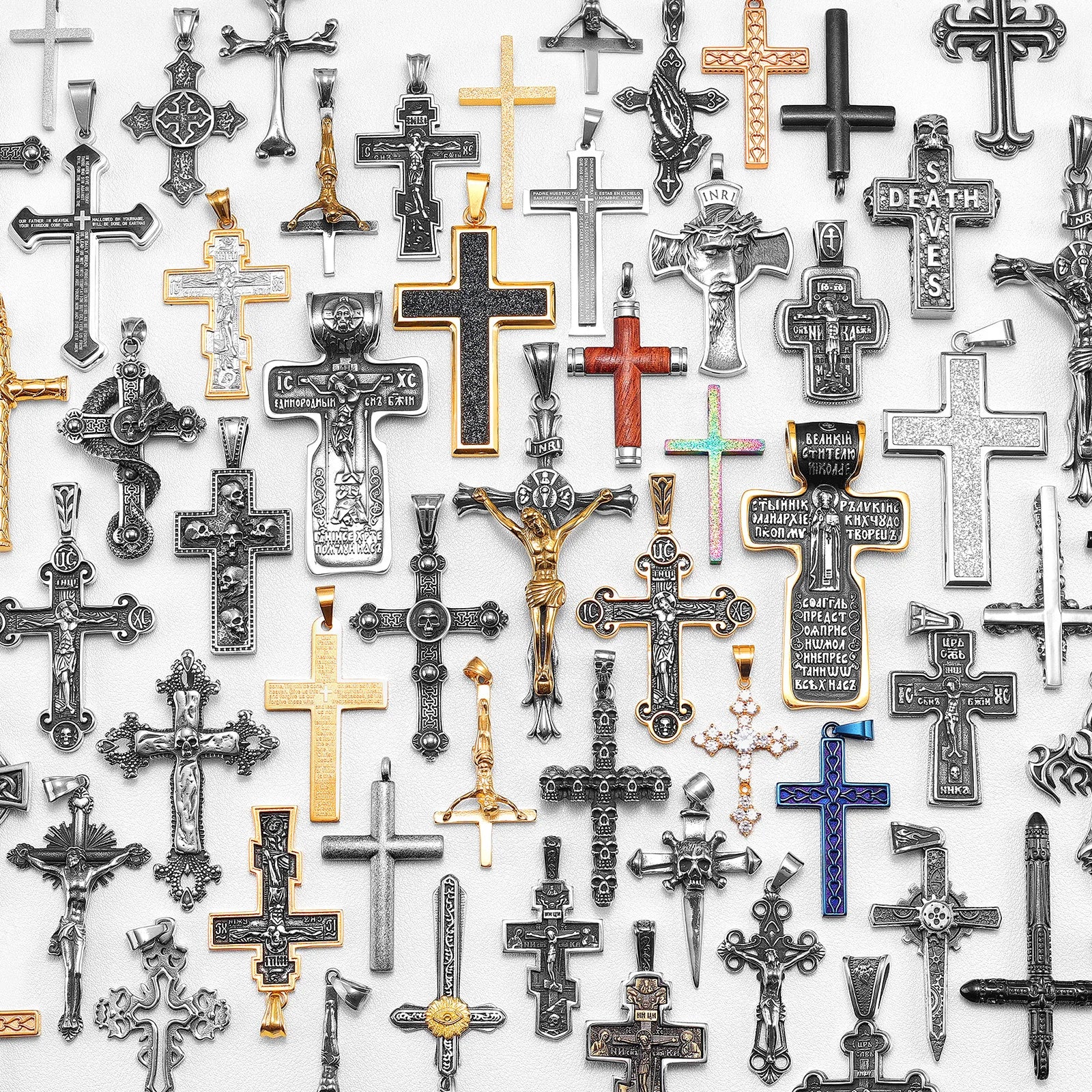 Jesus Skull Cross Series Stainless Steel Men Women Necklaces Pendants Chain Amulet Punk Trendy Jewelry Creativity Gift Wholesale