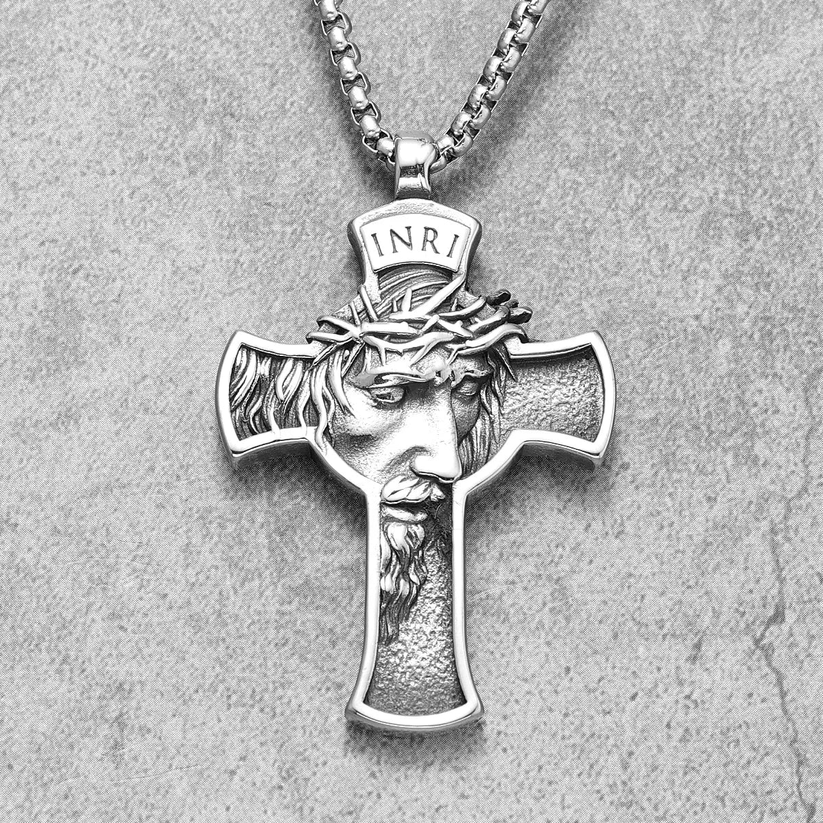 INRI Jesus Cross Religon Amulet Stainless Steel Men Women Necklaces Pendants Chain Punk Trendy Jewelry Creativity Gift Wholesale