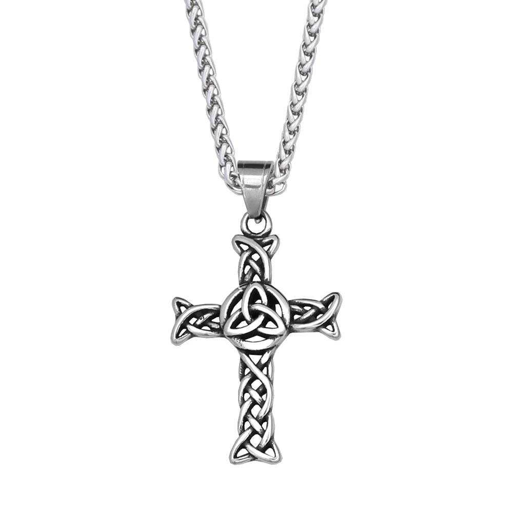 Retro Nordic Viking Cross Neckalse Stainless Steel Punk Amulet Pendants For Men Women Unique Biker Jewelry Gift Dropshipping