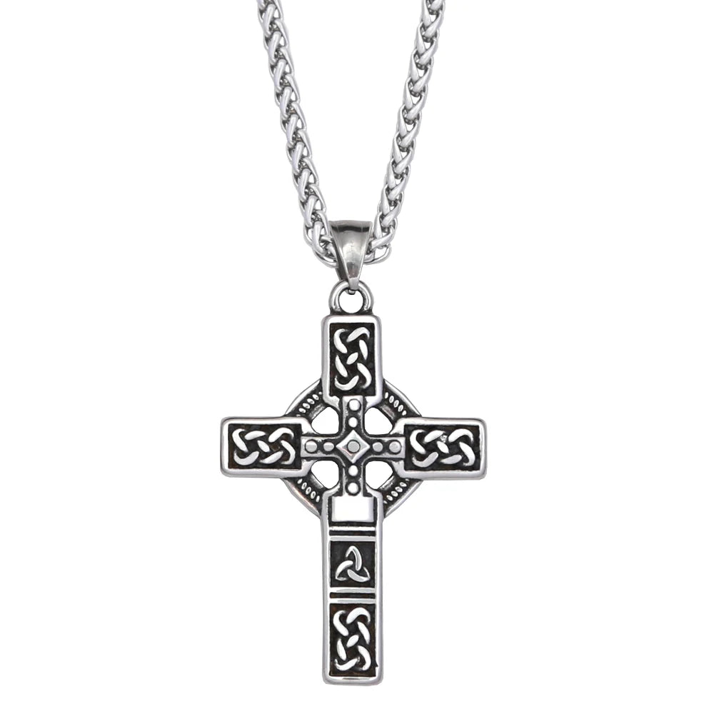 Retro Nordic Viking Cross Neckalse Stainless Steel Punk Amulet Pendants For Men Women Unique Biker Jewelry Gift Dropshipping