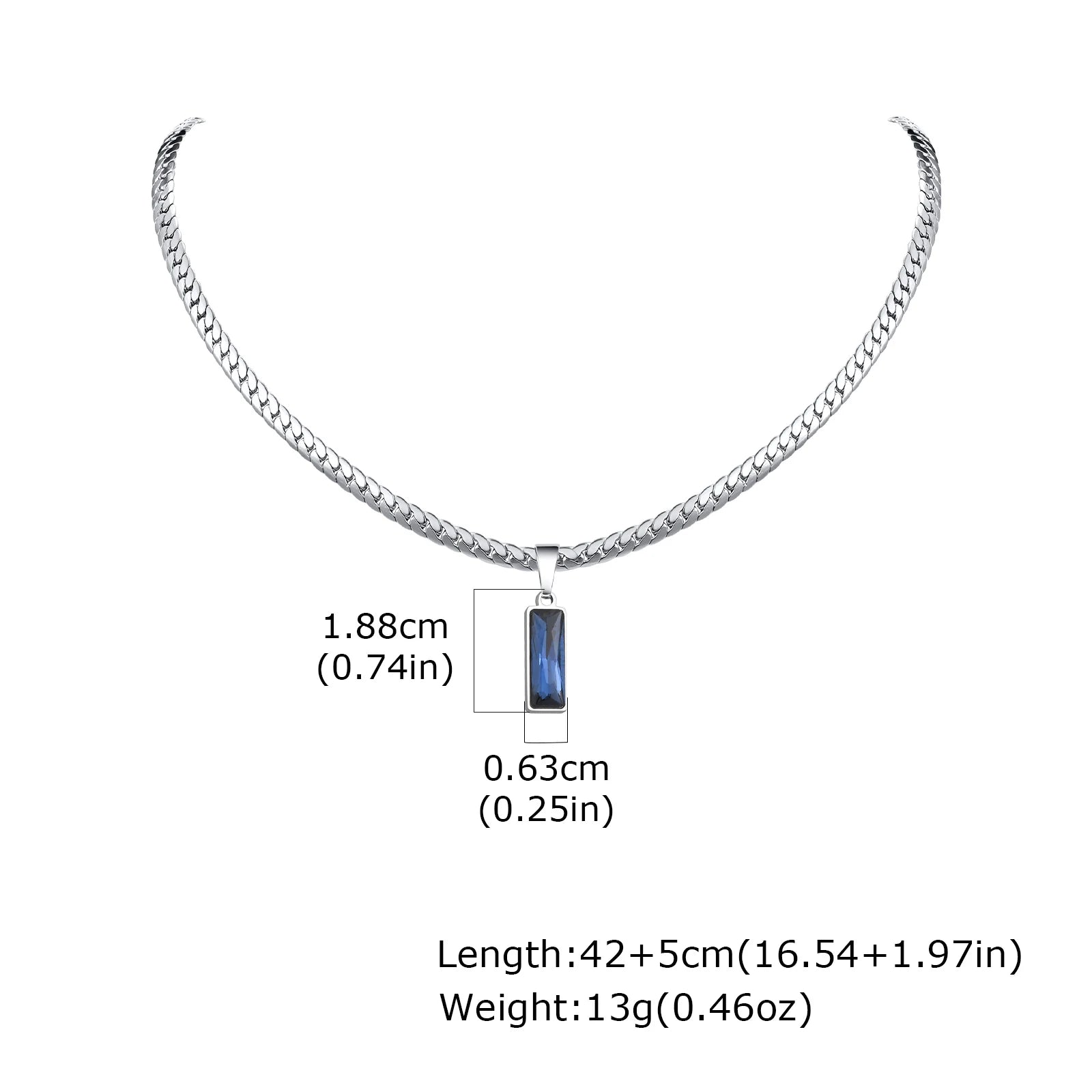 Stylish Mens Geometric Stone Pendent Necklaces,Stainless Steel Flat Cuban Chain Collars,Hip Hop Jewelry Gifts for Him Boys