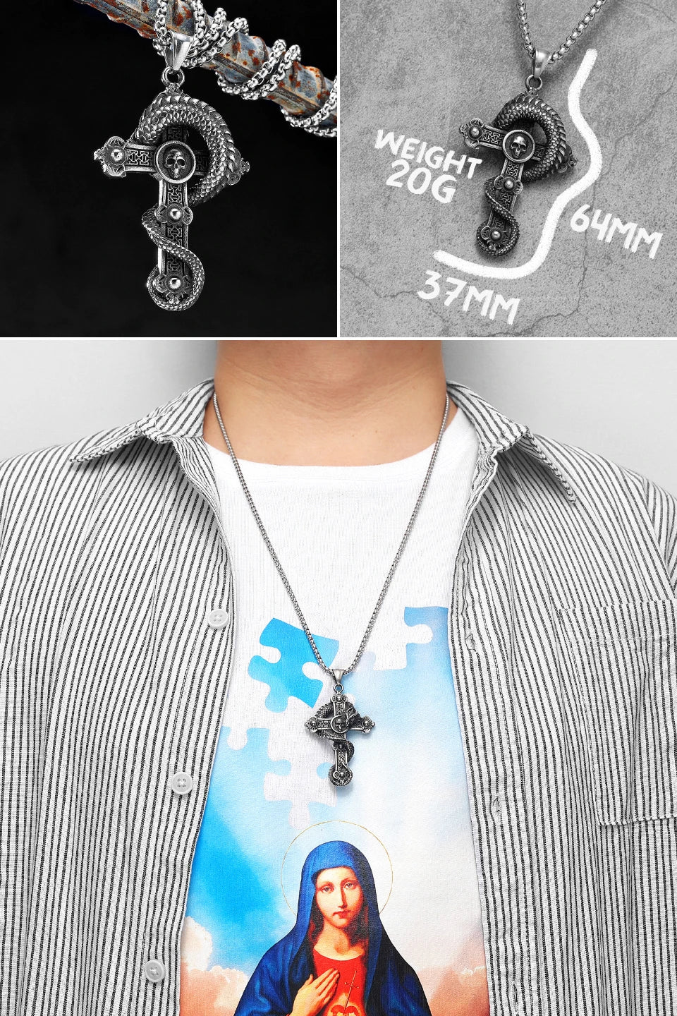 Jesus Skull Cross Series Stainless Steel Men Women Necklaces Pendants Chain Amulet Punk Trendy Jewelry Creativity Gift Wholesale