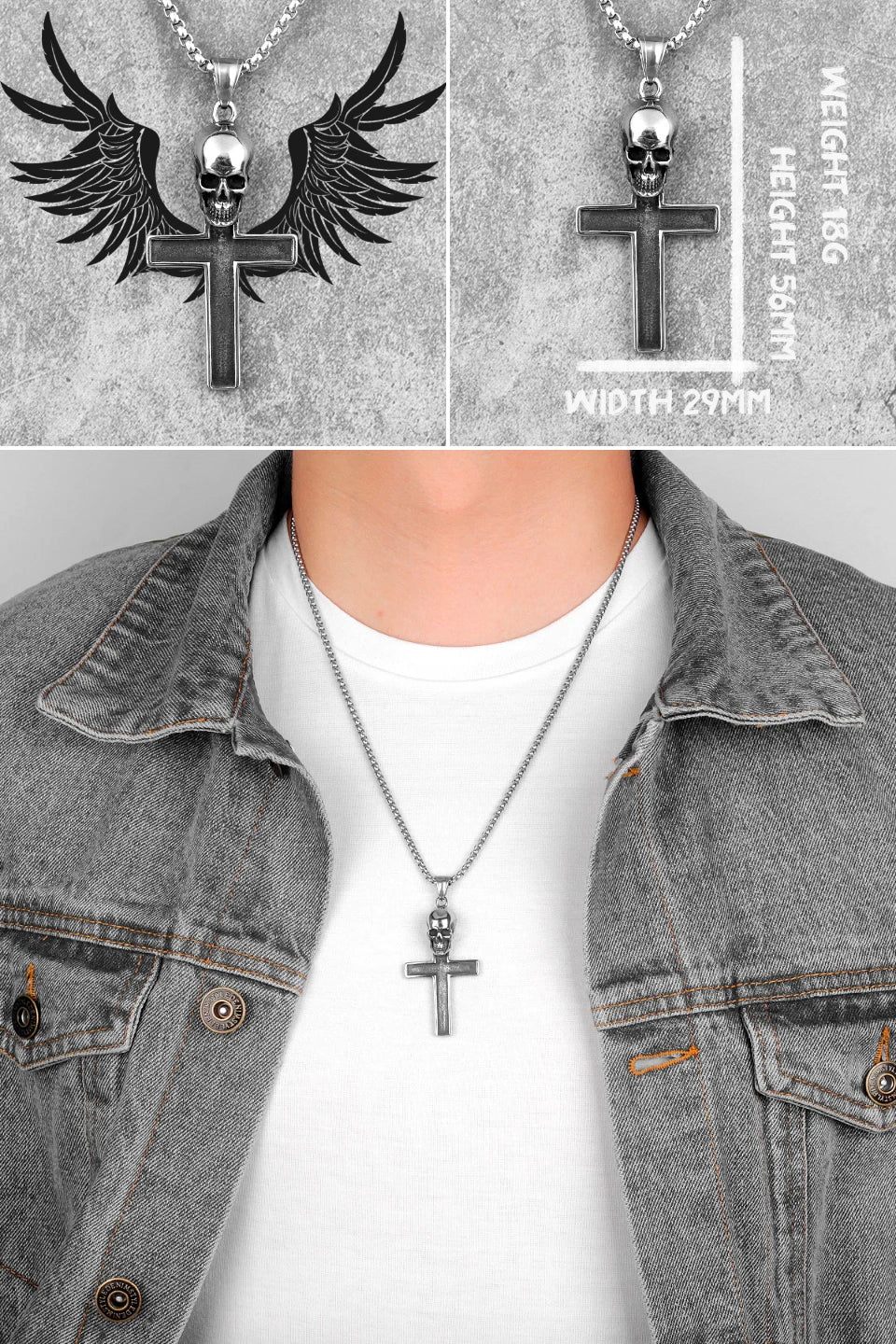 Jesus Skull Cross Series Stainless Steel Men Women Necklaces Pendants Chain Amulet Punk Trendy Jewelry Creativity Gift Wholesale