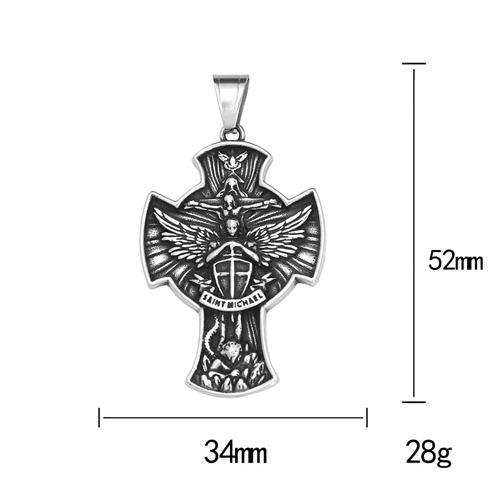 Retro Nordic Viking Cross Neckalse Stainless Steel Punk Amulet Pendants For Men Women Unique Biker Jewelry Gift Dropshipping