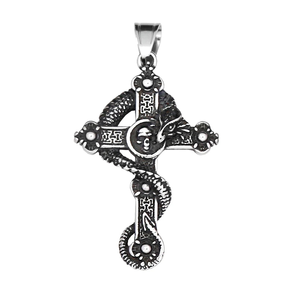 Retro Nordic Viking Cross Neckalse Stainless Steel Punk Amulet Pendants For Men Women Unique Biker Jewelry Gift Dropshipping