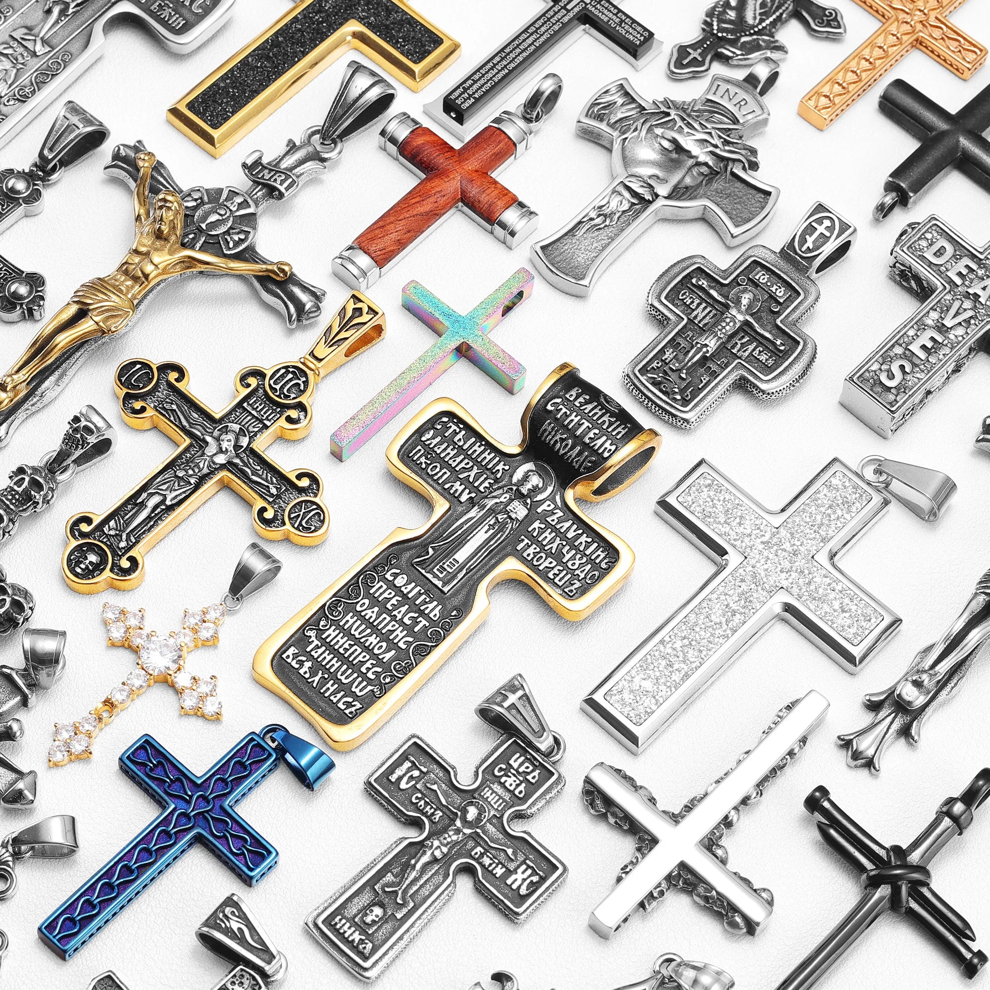 Jesus Skull Cross Series Stainless Steel Men Women Necklaces Pendants Chain Amulet Punk Trendy Jewelry Creativity Gift Wholesale