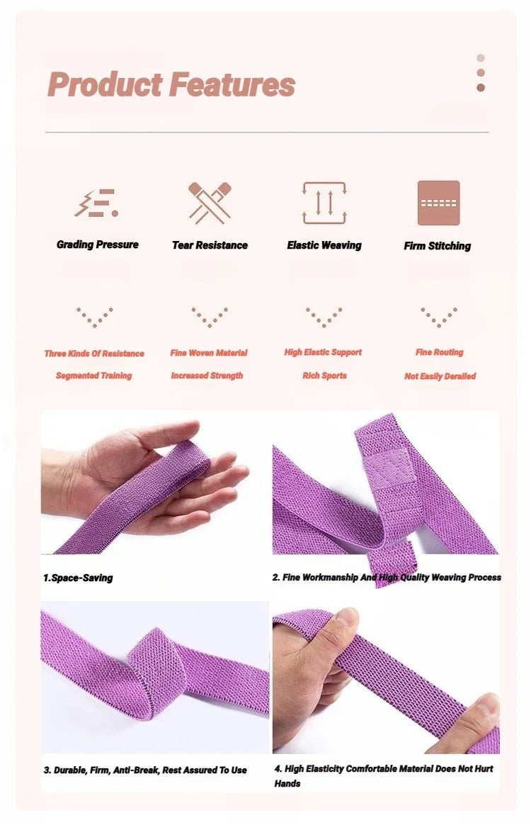 Long Resistance Loop Band Set Unisex Fitness Yoga Elastic Bands Hip Circle Thigh Squat Workout Cloth Legs Butt Exercise