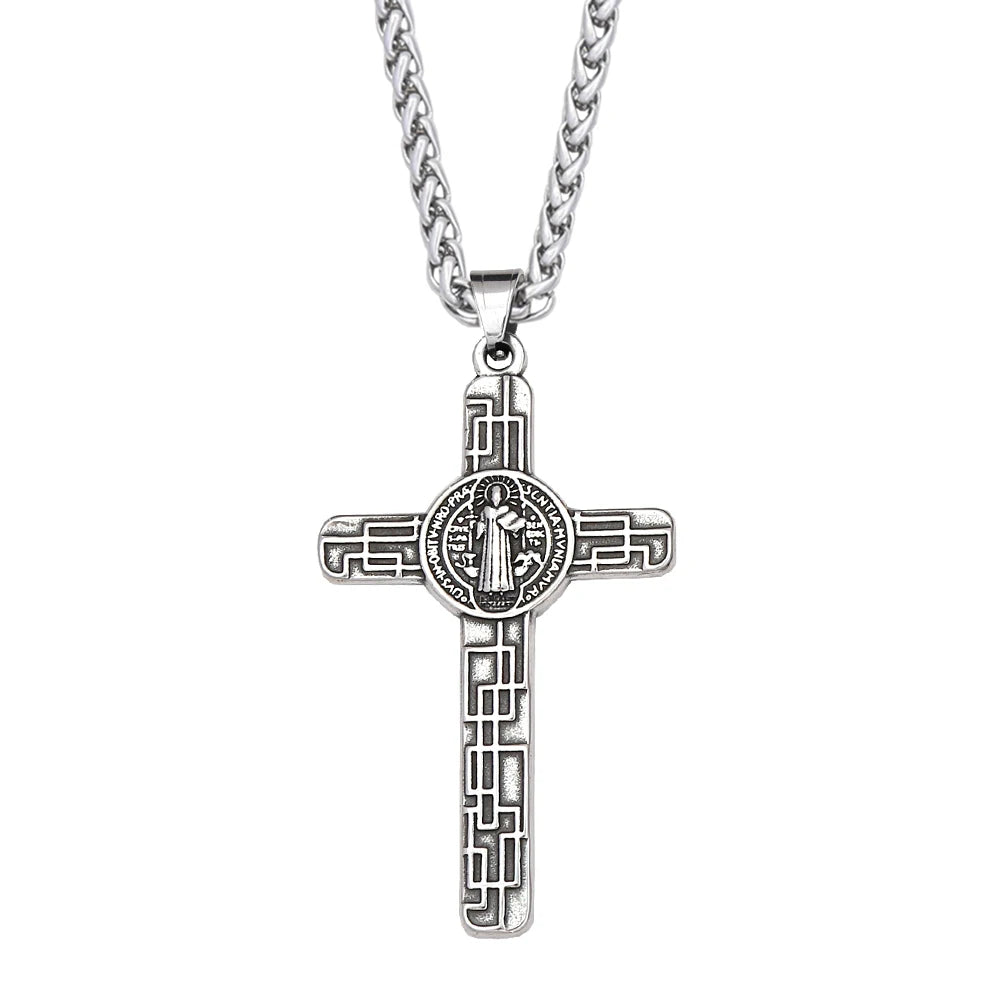 Retro Nordic Viking Cross Neckalse Stainless Steel Punk Amulet Pendants For Men Women Unique Biker Jewelry Gift Dropshipping