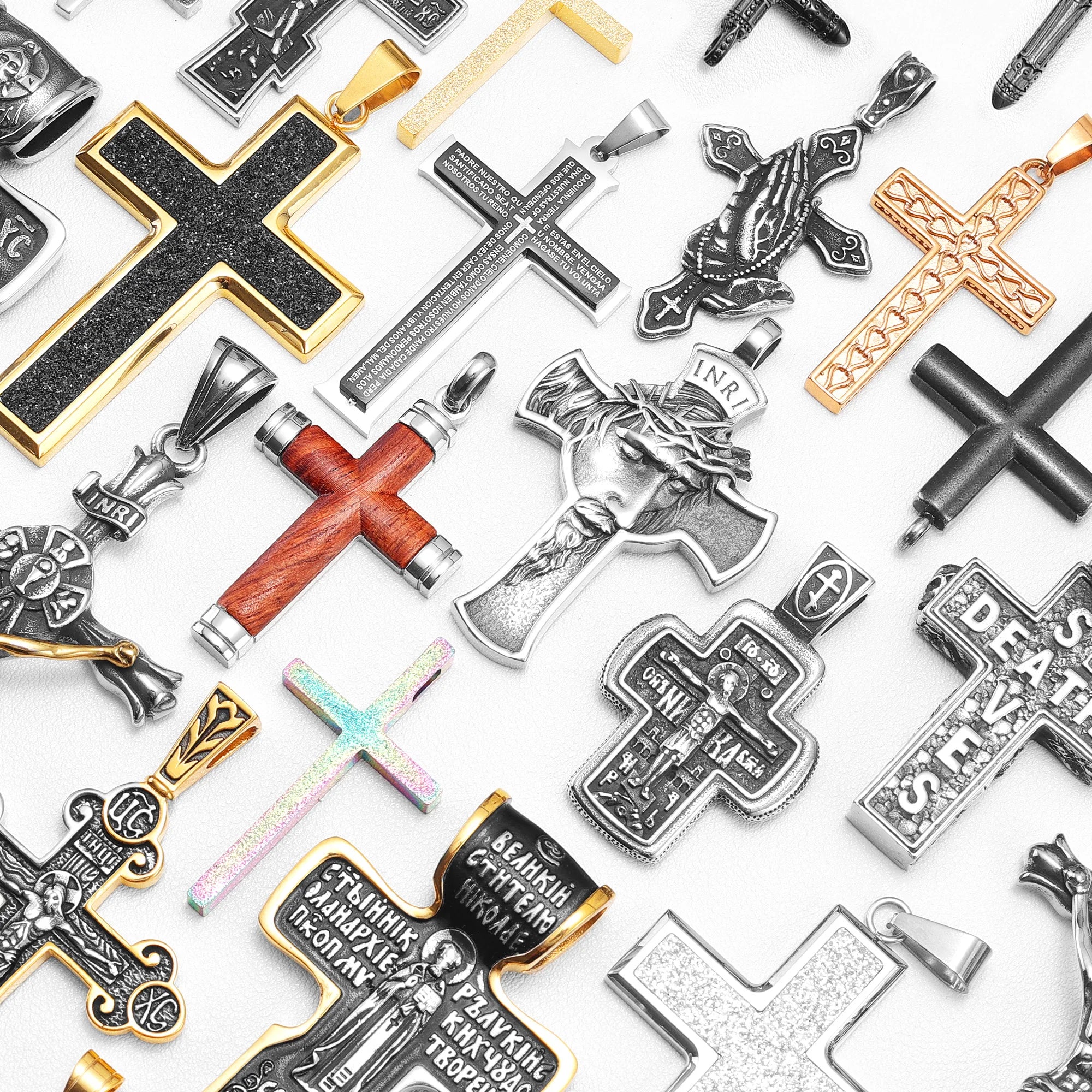 Jesus Skull Cross Series Stainless Steel Men Women Necklaces Pendants Chain Amulet Punk Trendy Jewelry Creativity Gift Wholesale