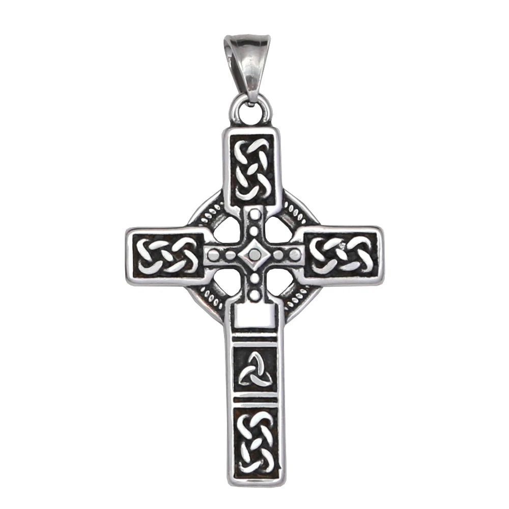 Retro Nordic Viking Cross Neckalse Stainless Steel Punk Amulet Pendants For Men Women Unique Biker Jewelry Gift Dropshipping