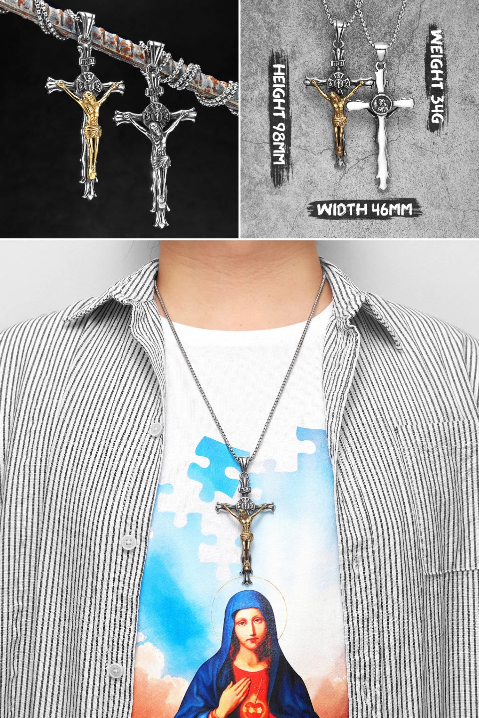 Jesus Skull Cross Series Stainless Steel Men Women Necklaces Pendants Chain Amulet Punk Trendy Jewelry Creativity Gift Wholesale