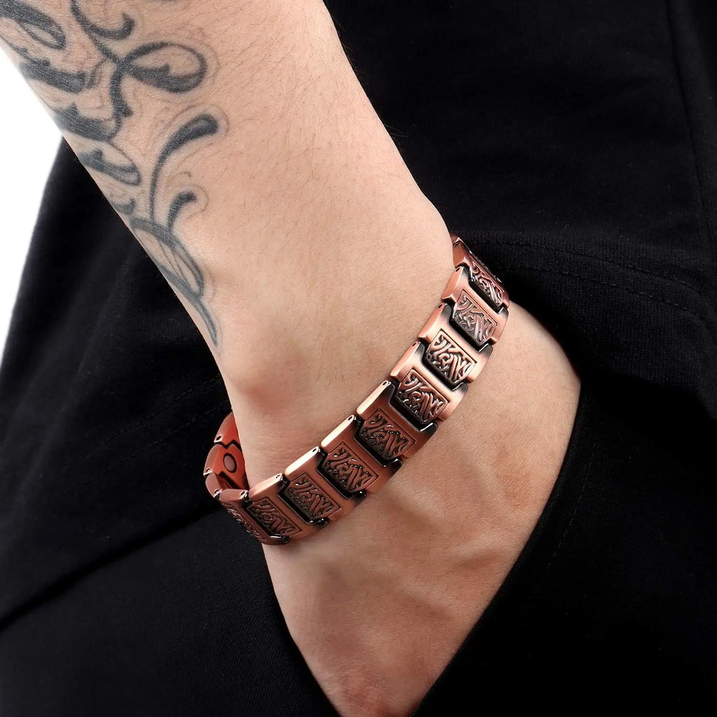 Copper Bracelet for Men 100% Pure Copper Magnetic Link Bracelets Jewelry Gift with Adjustable Sizing Tool