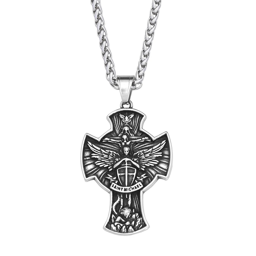 Retro Nordic Viking Cross Neckalse Stainless Steel Punk Amulet Pendants For Men Women Unique Biker Jewelry Gift Dropshipping