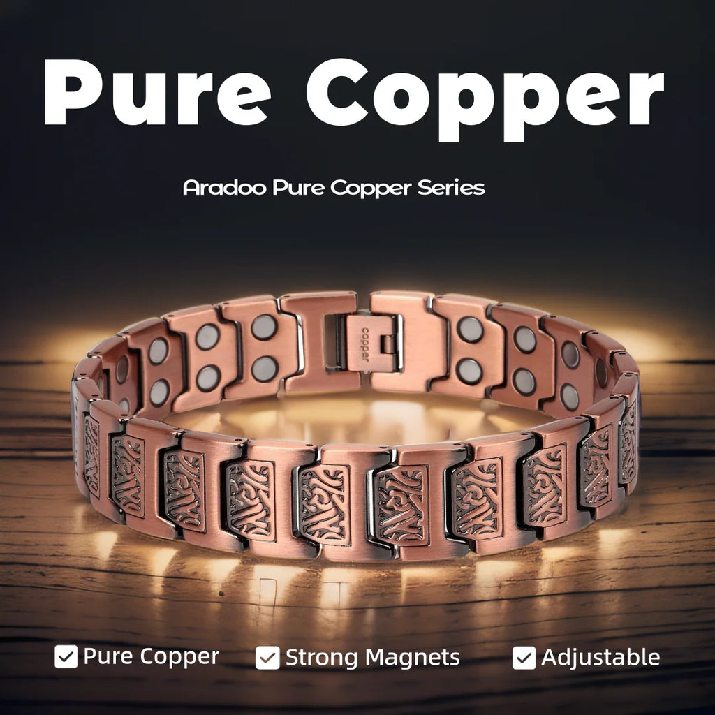 Copper Bracelet for Men 100% Pure Copper Magnetic Link Bracelets Jewelry Gift with Adjustable Sizing Tool