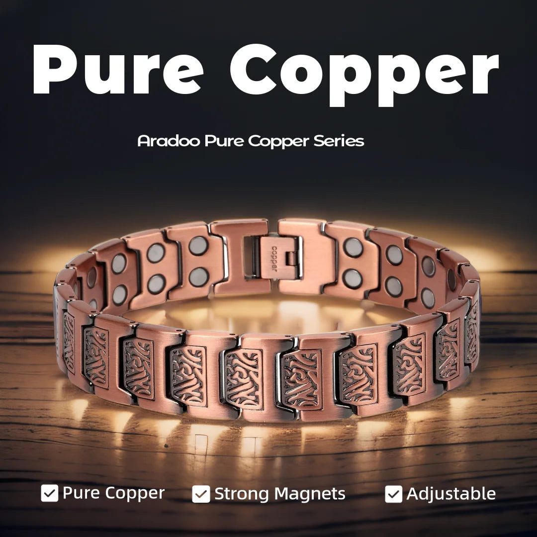 Copper Bracelet for Men 100% Pure Copper Magnetic Link Bracelets Jewelry Gift with Adjustable Sizing Tool
