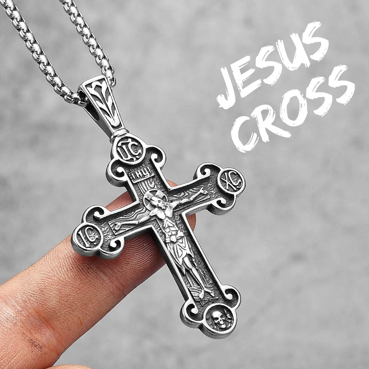 Jesus Skull Cross Series Stainless Steel Men Women Necklaces Pendants Chain Amulet Punk Trendy Jewelry Creativity Gift Wholesale