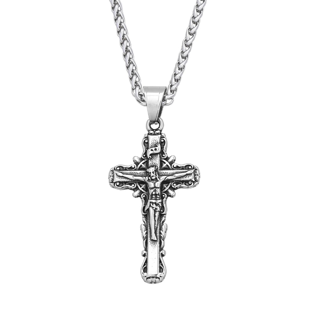 Retro Nordic Viking Cross Neckalse Stainless Steel Punk Amulet Pendants For Men Women Unique Biker Jewelry Gift Dropshipping