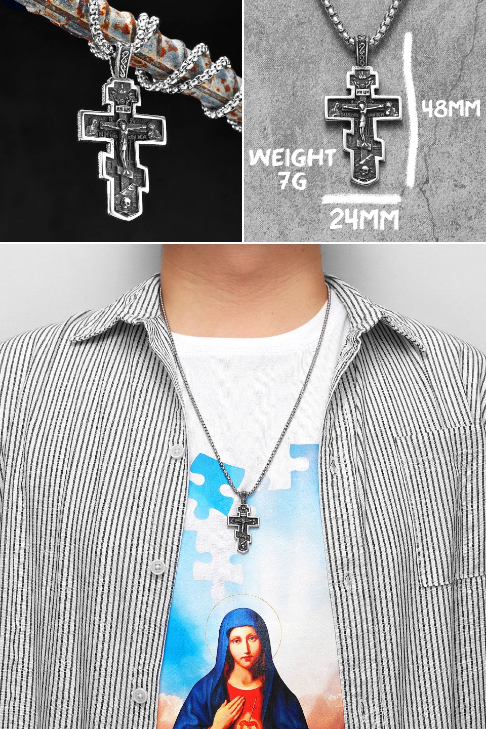 Jesus Skull Cross Series Stainless Steel Men Women Necklaces Pendants Chain Amulet Punk Trendy Jewelry Creativity Gift Wholesale