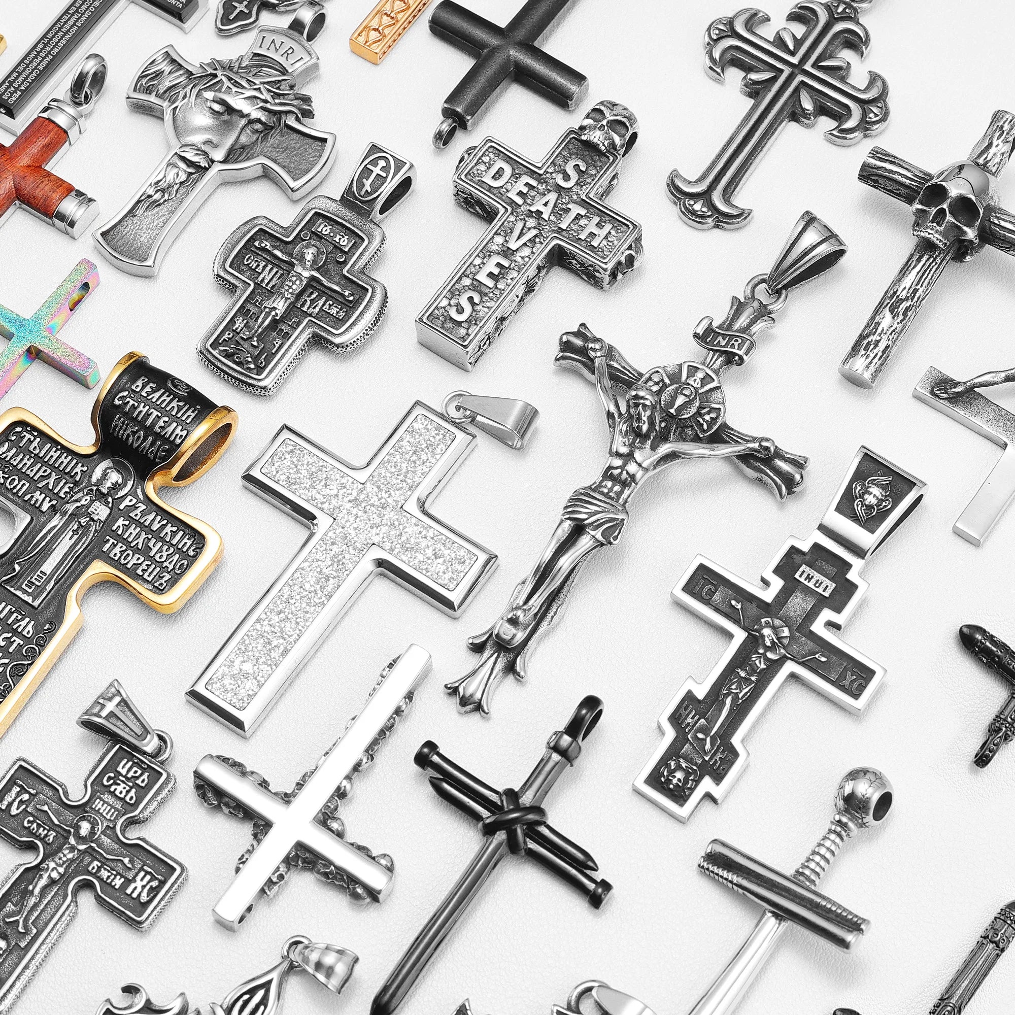 Jesus Skull Cross Series Stainless Steel Men Women Necklaces Pendants Chain Amulet Punk Trendy Jewelry Creativity Gift Wholesale