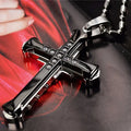 New Male Crystal Cross Jesus Pendant Gold/Black/Blue Color Zirconia Cross Pendant Necklace Stainless Steel Jewelry