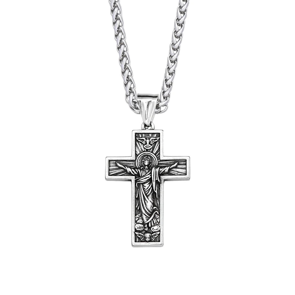 Retro Nordic Viking Cross Neckalse Stainless Steel Punk Amulet Pendants For Men Women Unique Biker Jewelry Gift Dropshipping