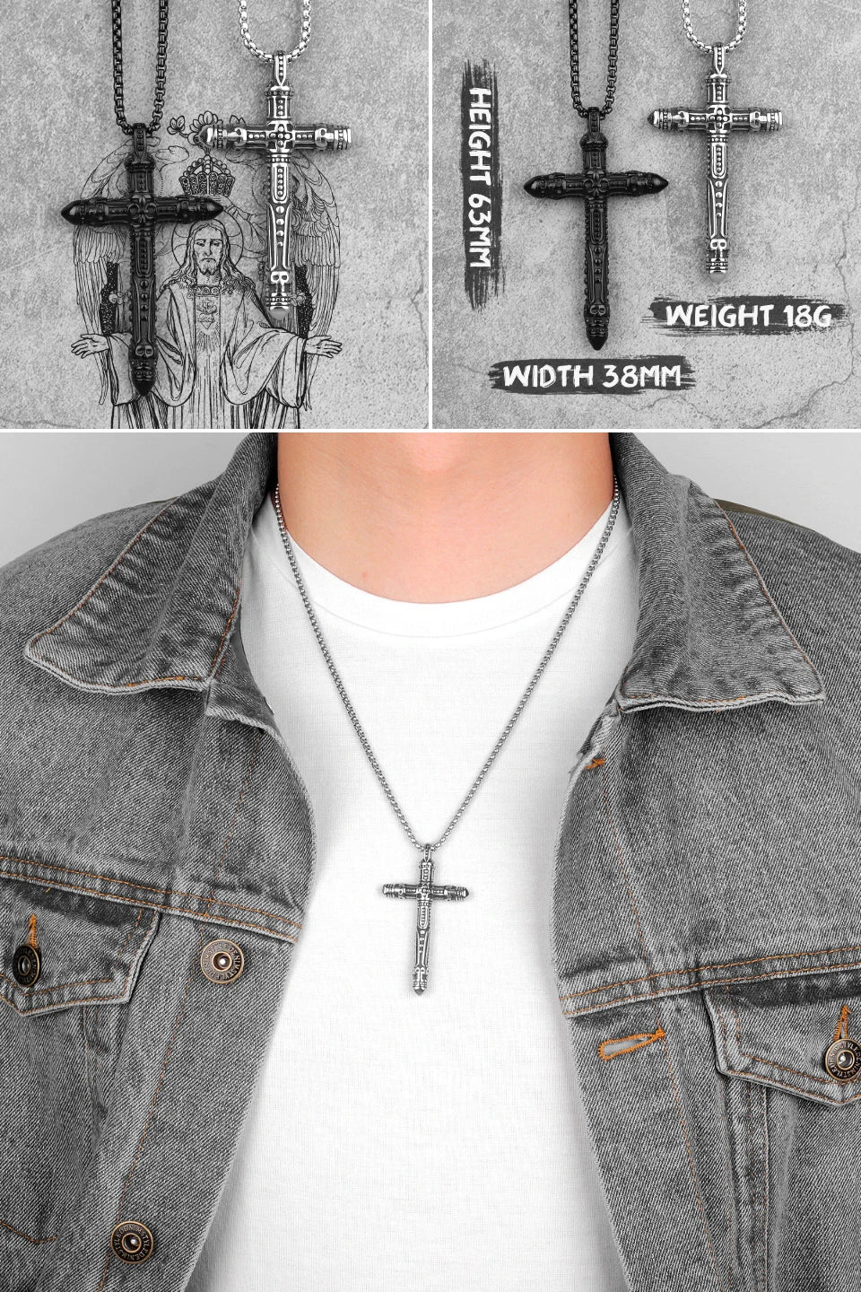Jesus Skull Cross Series Stainless Steel Men Women Necklaces Pendants Chain Amulet Punk Trendy Jewelry Creativity Gift Wholesale