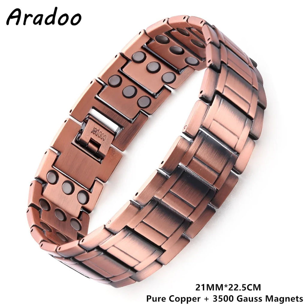 Copper Bracelet for Men 100% Pure Copper Magnetic Link Bracelets Jewelry Gift with Adjustable Sizing Tool