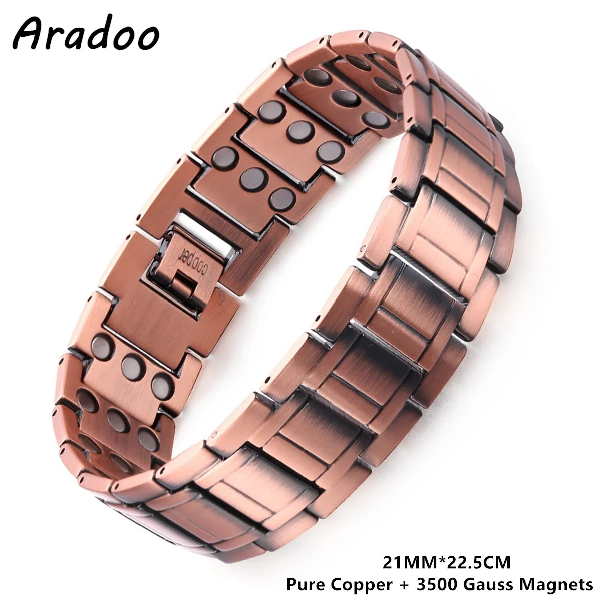 Copper Bracelet for Men 100% Pure Copper Magnetic Link Bracelets Jewelry Gift with Adjustable Sizing Tool