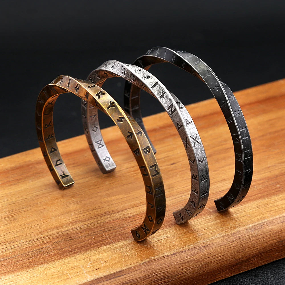 Fashion 316L Stainless Steel Mobius Opening Bracelet Viking Runes Bracelets for Men Women Nordic Pagan Amulet Talisman Jewelry