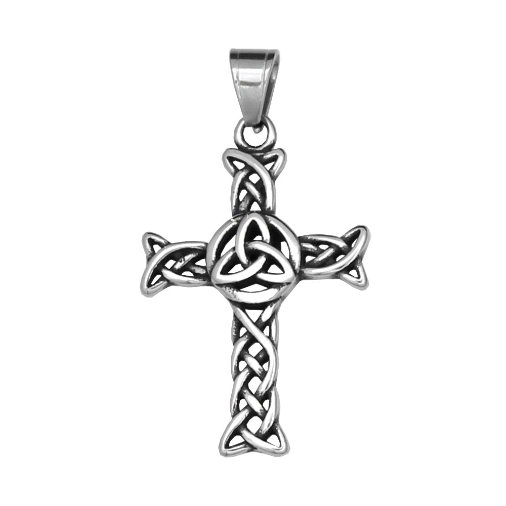 Retro Nordic Viking Cross Neckalse Stainless Steel Punk Amulet Pendants For Men Women Unique Biker Jewelry Gift Dropshipping