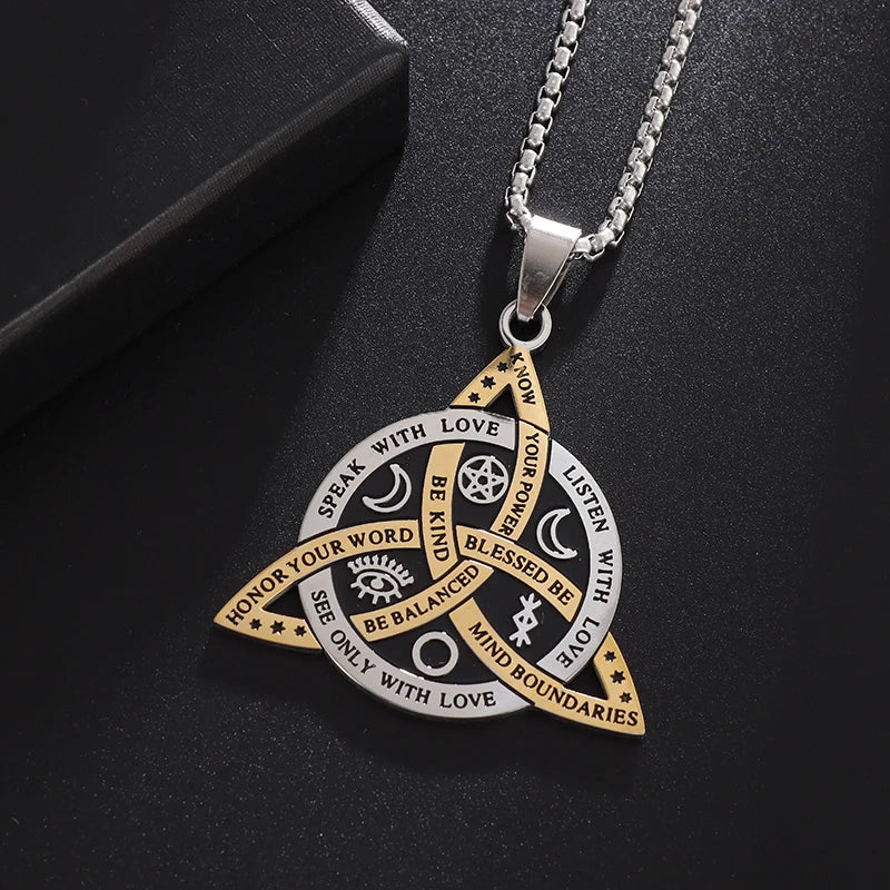 Vintage Nordic Celtic Knot Pattern Cross Necklace Pendant for Men Stainless Steel Chain Jewelry Amulet Necklace Wholesale